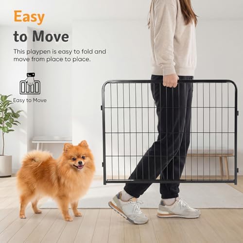 NEWBULIG Dog Playpen Indoor 6 Panels 32 Inch, Metal Outdoor Dog Fence Pen