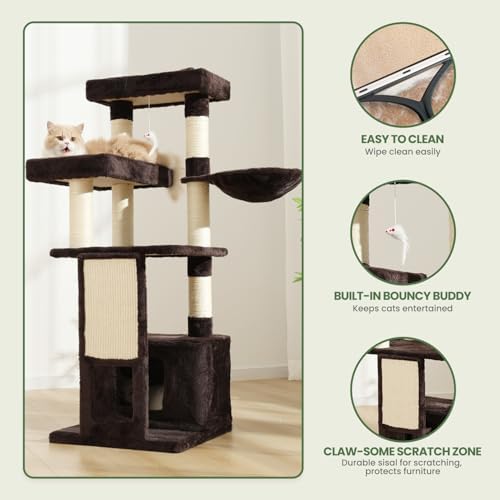 51 in Multi-Level Cat Tree Tower Space Saving Indoor Cat Playhouse