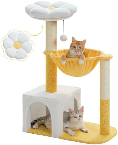 MUTTROS Cute Cat Tree with Flower Top Bed