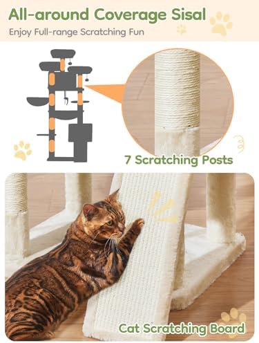 Taoqimiao Tall Cat Tree, 76In XL Cat Tower