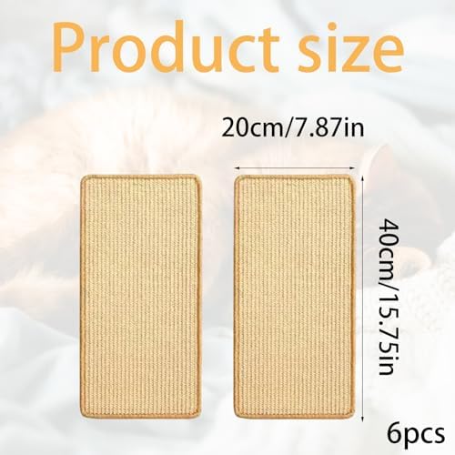 6 Pcs Cat Scratcher Mat, Sisal Cat Scratching Pad Scratch Mat