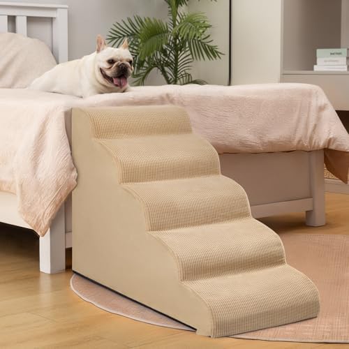 Aodisman Dog Stairs for High Bed, 5-Step Pet Ramp for Small Dogs and Cats