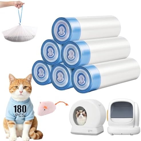 180 Count Drawstring Cat Litter Bags Compatible