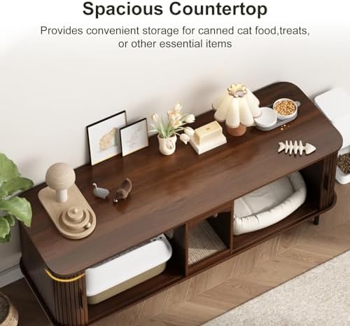 Double Cat Litter Box Enclosure Furniture