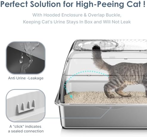 SuzziPaws Stainless Steel Litter Box Top-Entry Dog-Proof