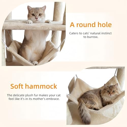 Cat Tree, 68-Inch Cat Tower for Indoor Cats, Plush Multi-Level Cat Condo
