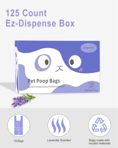 125 Count Large Cat Litter Bags Lavender Scented