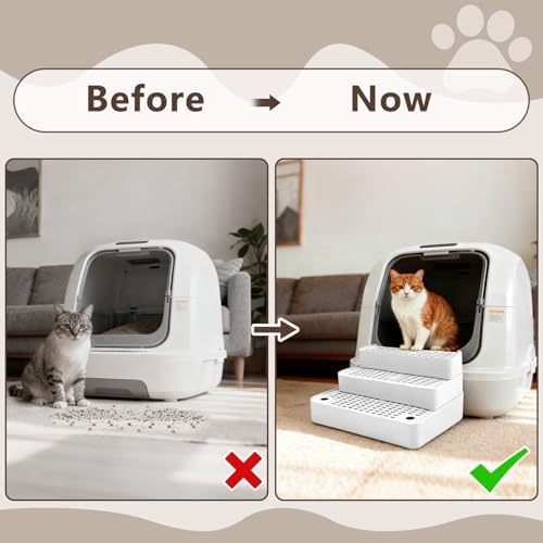 Adjustable 3-Step Cat Ramp for Litter Box, Litter Trapper