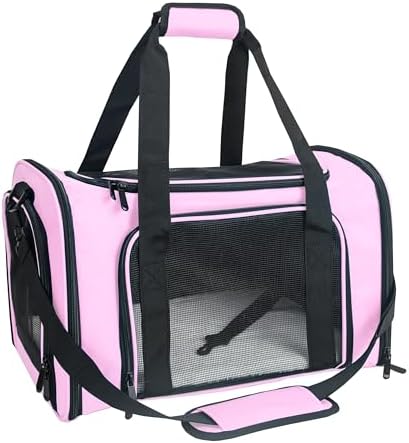 Soft Sided Carrier for Small Medium Cats Dogs, Removable Pad Collapsible Travel