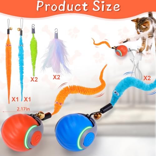 BABORUI 2Pack Interactive Cat Toy Ball