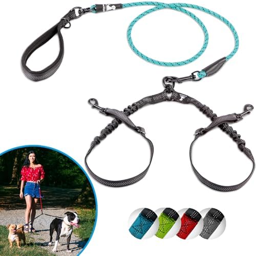 SparklyPets Double Dog Bungee Rope Leash