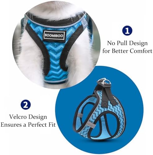 Dog Harness with Leash Set, Step-in Adjustable Puppy Pet Vest, Sky Blue M