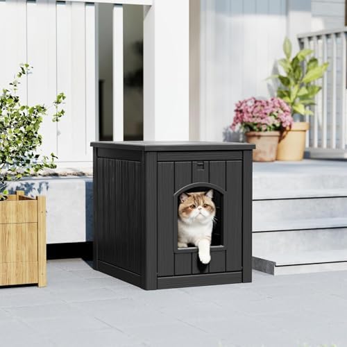 Litter Box Enclosure, Waterproof & Weatherproof Plastic Cat House