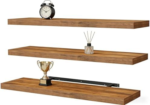 Vervida® Rustic Brown Floating Wall Shelves 35.4in Set of 3 Farmhouse