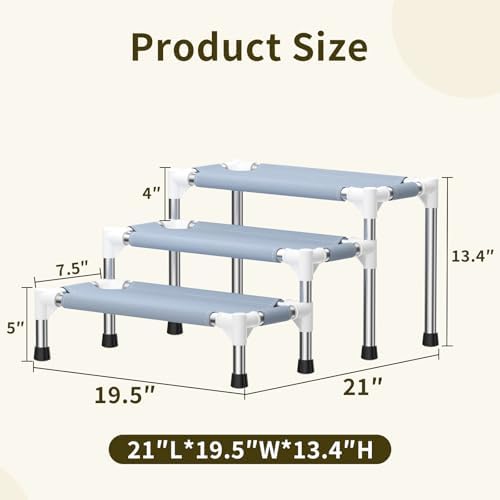 13 Inch 3-Tier Dog Stairs, Cotton Fabric Steps
