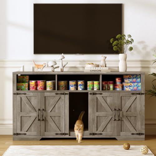 Vabches Litter Box Enclsoure for 2 Cats, 53.1" Cat Litter Box Furniture Hidden