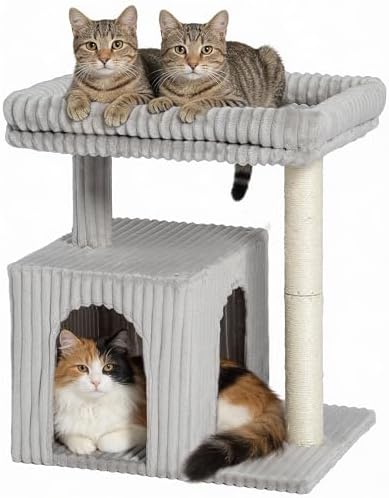 22.8" Cat Tree for Large Cat, 20.9 * 15.7in Large Perch Light Gray