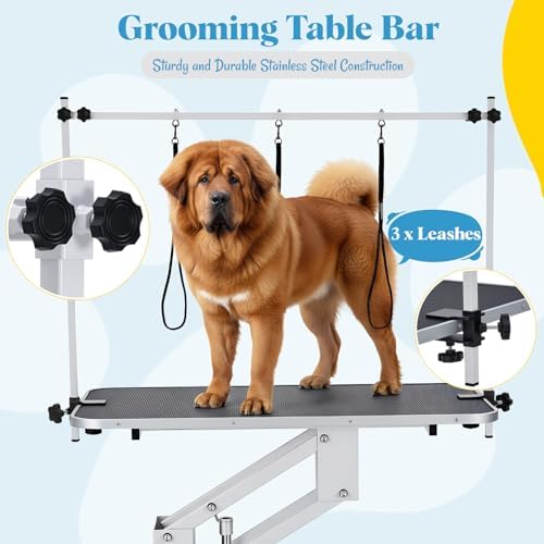 Garvee 43.3 in Hydraulic Pet Grooming Table, Professional Hydraulic Grooming