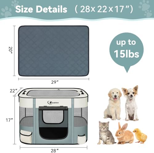 Siedihit 28" Dog Playpen, Cat Puppy Pen, Pet Portable Crate Indoor Outdoor