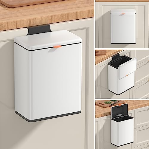 Mbillion 2.1 Gal White Hanging Stainless Steel Compost Bin