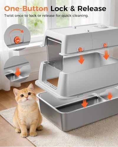 GTPLAYER XXL Stainless Steel Cat Litter Box