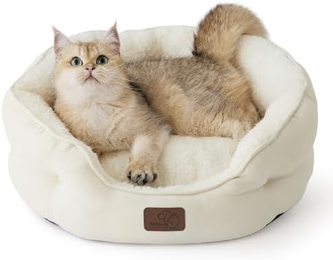 Bedsure Small Dog Bed Washable, Round Cat Beds