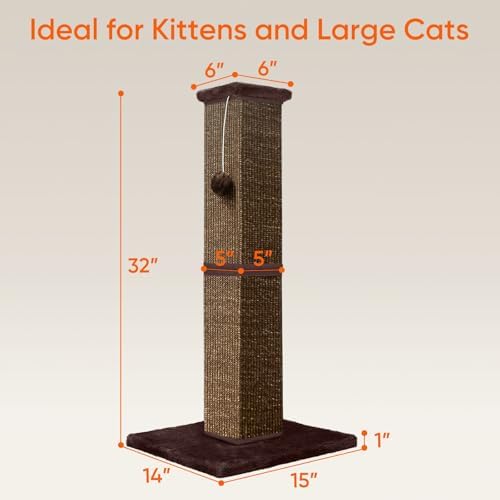 Cat Scratching Post for Indoor Cat, 32 Inch Large Cat Scratcher