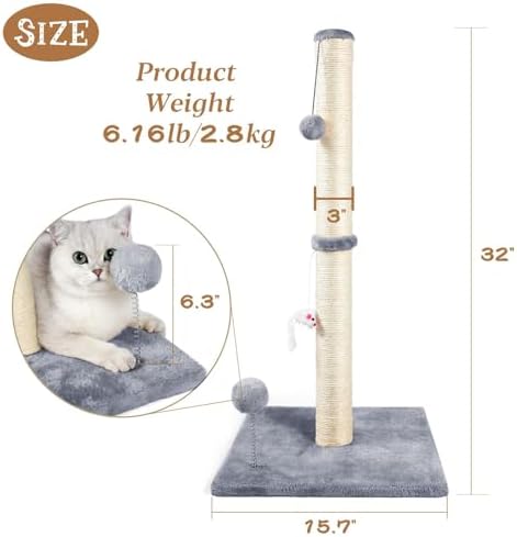 ANWA 32" Tall Sisal Cat Scratching Posts Tree