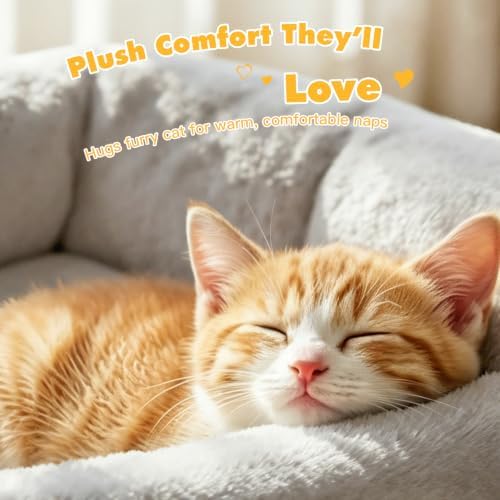 Pawaboo Elevated Cat Couch Bed for Indoor Cats, Sturdy Metal Frame Cat Sofa