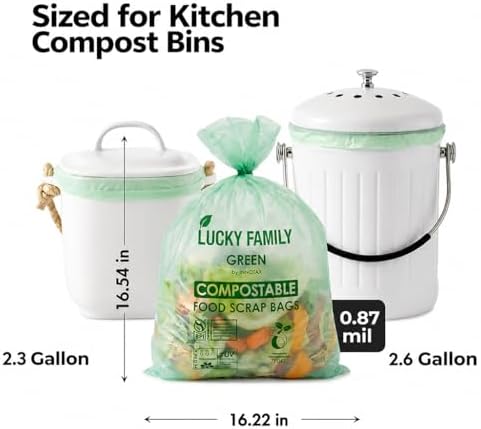2.6 Gallon Compost Bags for Kitchen Countertop Bin, Compostable