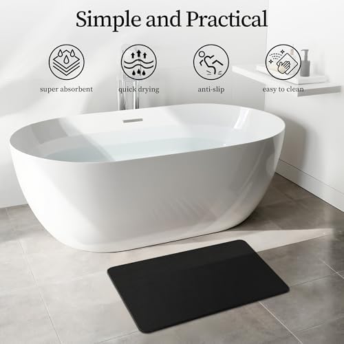 THMINS Black Stone Bath Mat