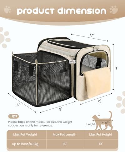 MIDOG Soft Cat Carrier Airline Approved, Expandable