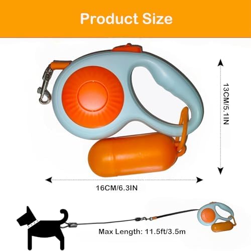 Double Dog Leash for Walking 2 Small Dogs, Dual Retractable 9.8ft Extendable
