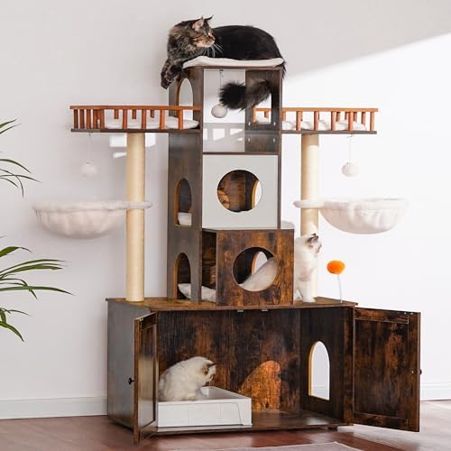 Heybly Cat Tree with Litter Box Enclosure