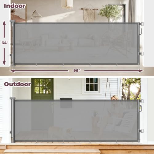 96" Retractable Baby Gate, Long Mesh Dog Gate