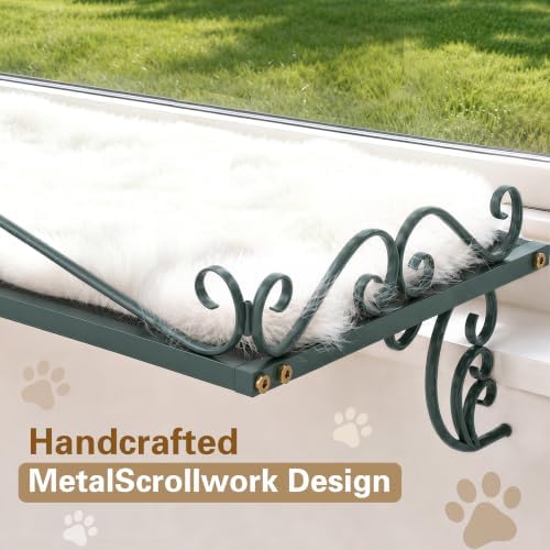 PUPETPO Cat Window Perch for Large Cats, 2-in-1 Window & Sill Mount