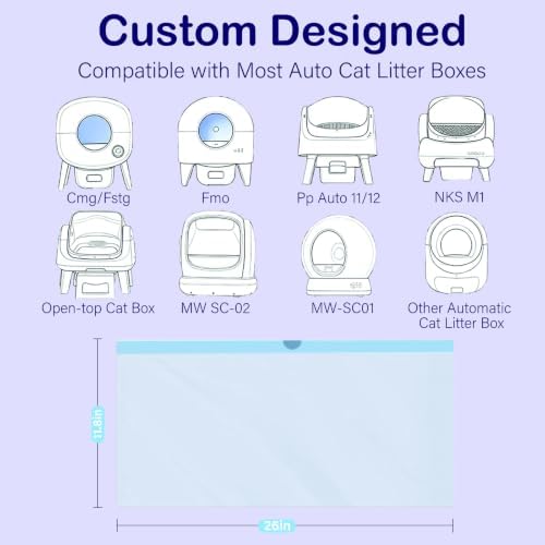 120 Count 26" x 11.8" Automatic Cat Litter Box Bags Compatible