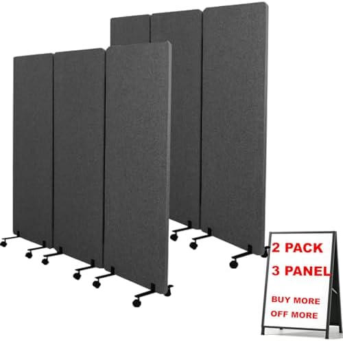 66in 3 Panel+3 Panel Soundproof Room Divider, Acoustic Office Divider