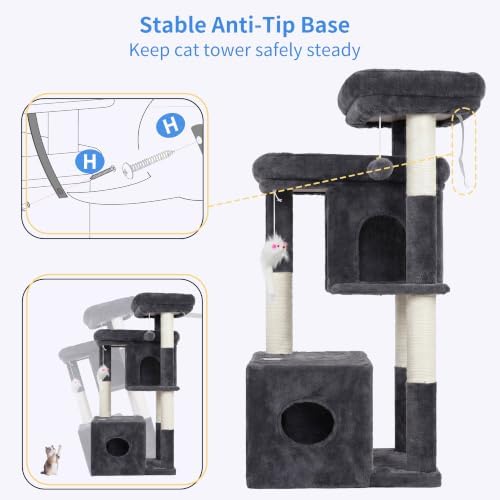 Heybly 34.6" Cat Tree Anti-Tipping Floor Cat Condo