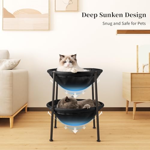 JUNSPOW Double Cat Bed Black, Breathable