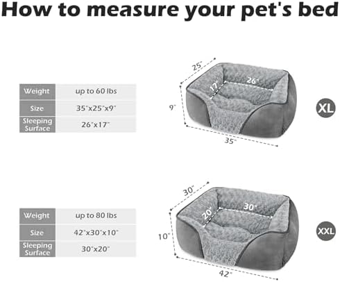 INVENHO XX-Large Dog Bed Rectangle Washable Orthopedic Soft Calming Sleeping