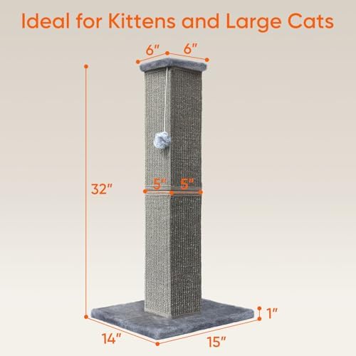 Cat Scratching Post for Indoor Cat, 32 Inch Large Cat Scratcher