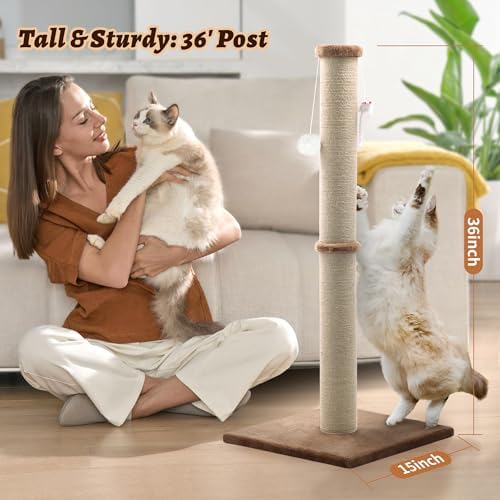 36'' Tall Cat Scratching Post, Large Sisal Scratch Post