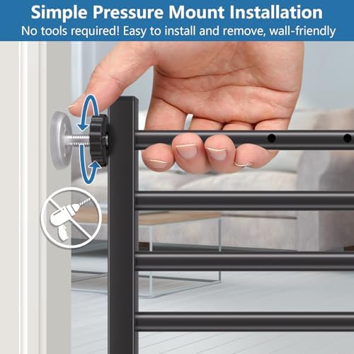 Malier Indoor Dog Gate with Door, 26-41" Extra Wide Full Metal Pet Gate Short