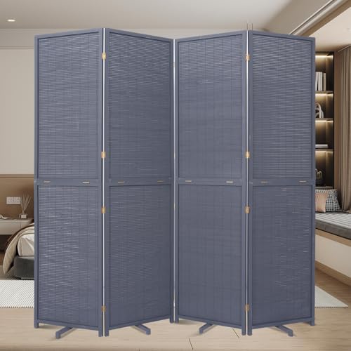 Bamboo Mesh Woven Room Divider 5.6FT, 4 Panel Folding Privacy Screen