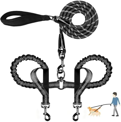 Double Dog Leash, 18~120 Lbs, No Tangle