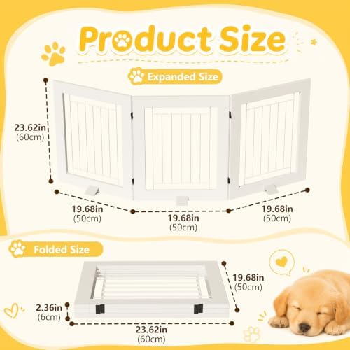 Free Standing Dog Gate Indoor, Adjustable 3-Panel Dog Fence