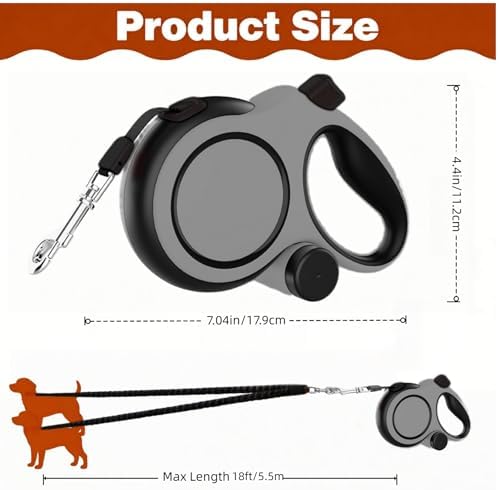 16FT Dual Retractable Dog Leash 2 Medium Dogs