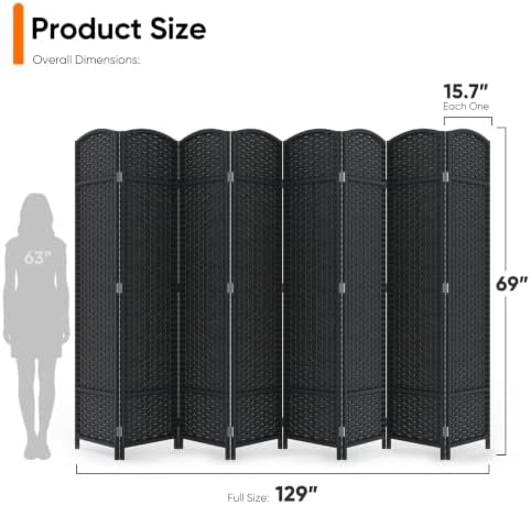 JOSTYLE Outdoor Privacy Screen 8-Panel Folding Room Divider Space Partition