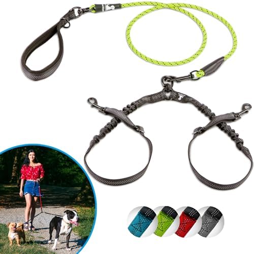 SparklyPets Double Dog Bungee Rope Leash